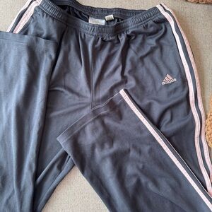 Adidas Navy Blue Blush Pink Stripe Track Pants Jogger’s Women’s Size L